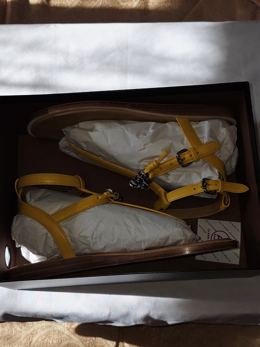COACH Becky Semi Matte Calf Leather Sandals In Canary Size 7M - Picture 10 of 12